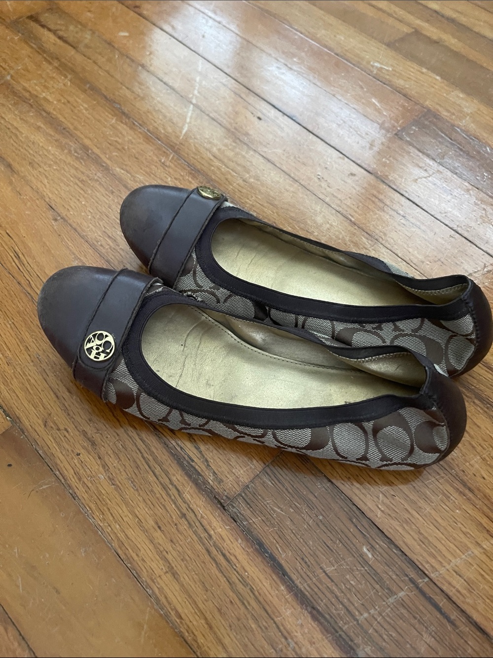 Coach Brown Canvas Signature Logo Ballet Flats - Picture 5 of 6